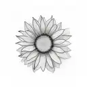 A minimalist sketch of a mirror reflecting a blooming wildflower, symbolizing self-love tattoo design idea