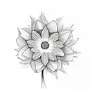 A minimalist sketch of a mirror reflecting a blooming wildflower, symbolizing self-love tattoo design idea