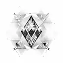 Diamond split in half by a sword on fire tattoo design idea