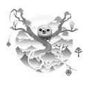 kodama in the forest tattoo design idea