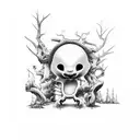 kodama in the forest tattoo design idea