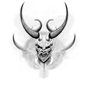 demon with horns and reversed cross tattoo design idea