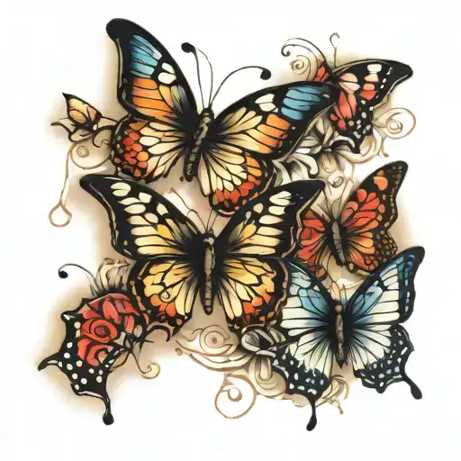 3 butterflies tattoo design idea