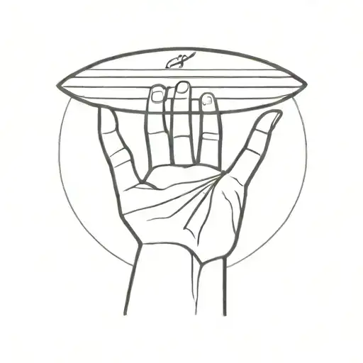 shaka hand holding a surf board design tattoo design idea
