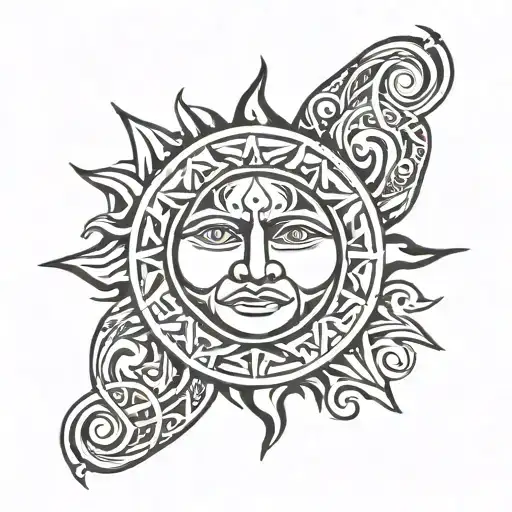 tribal sun and moon  tattoo design idea