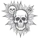 skull and sun tattoo design idea
