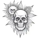 skull and sun tattoo design idea