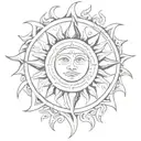 sun moon tribal tattoo design idea