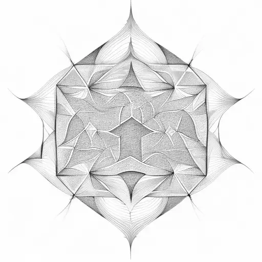 A fractal pattern of geometric shapes forming a mathematical equation tattoo design idea