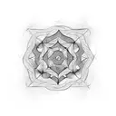 A fractal pattern of geometric shapes forming a mathematical equation tattoo design idea