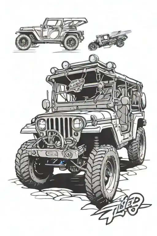 Jeep Willy's and Jeep JLU  tattoo design idea