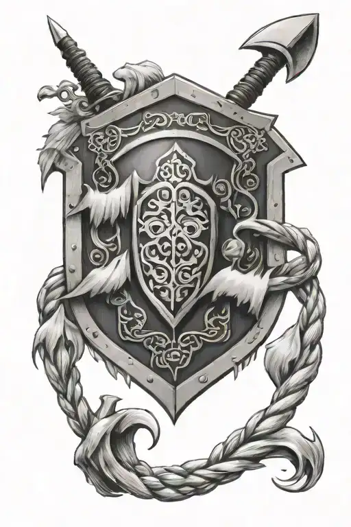 Viking shield food tattoo design idea