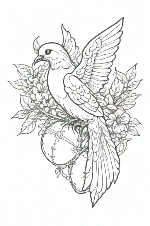 Dove and Grenade tattoo design idea