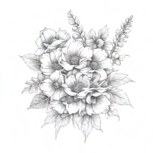 July august november birth flower bouquet tattoo design idea