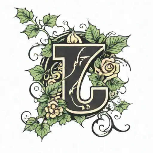 the number 7 and ivy leaves  tattoo design idea