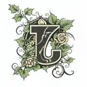 the number 7 and ivy leaves  tattoo design idea