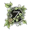the number 7 and ivy leaves  tattoo design idea
