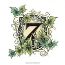 the number 7 and ivy leaves  tattoo design idea