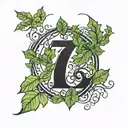 the number 7 and ivy leaves  tattoo design idea