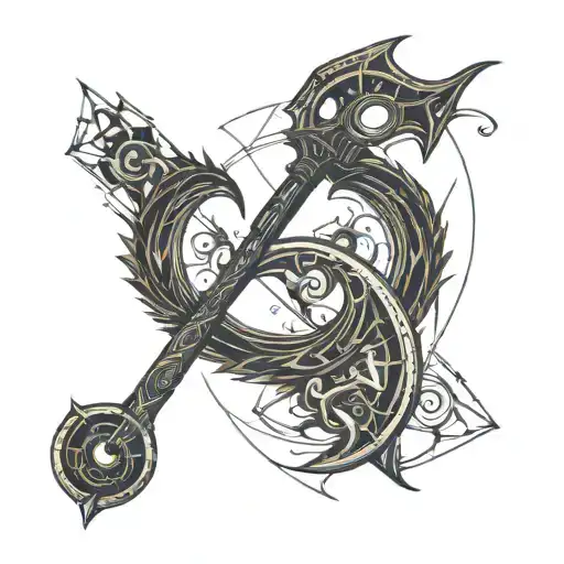 scythe balance scale tattoo design idea
