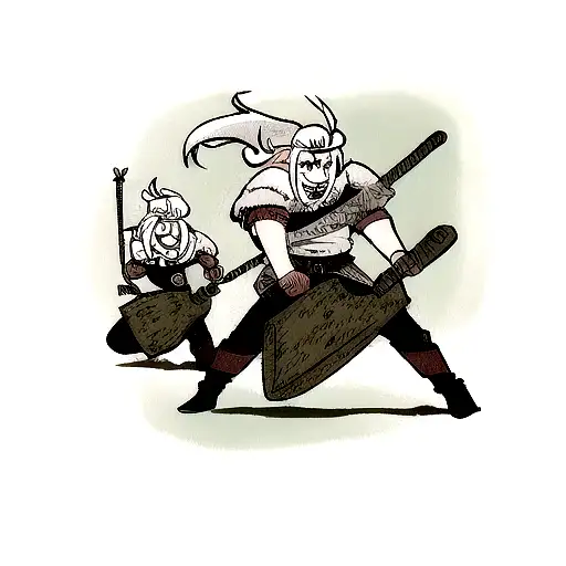 Viking in battle, dual wielding sledgehammers tattoo design idea