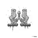 god dual wielding sledgehammers tattoo design idea