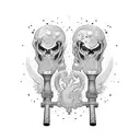 god dual wielding sledgehammers tattoo design idea