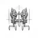 god dual wielding sledgehammers tattoo design idea