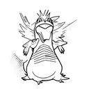 Psyduck pokemon screaming in front of their laptop tattoo design idea