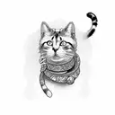 cat in front of a laptop tattoo design idea