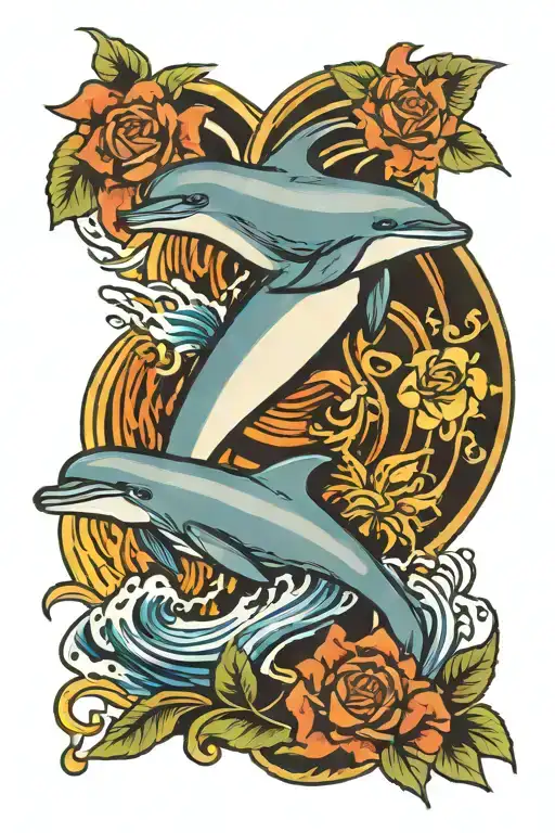 dolphin jumping tattoo design idea