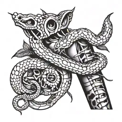 snake skeleton wrapped around leg tattoo tattoo design idea