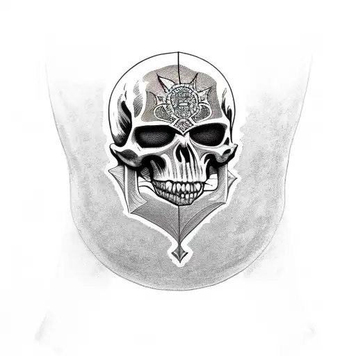 knight holding skeleton head tattoo design idea