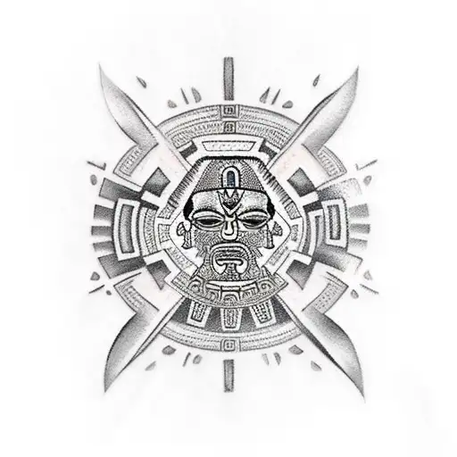 aztec and conquistador tattoo design idea