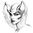 A sketch-style portrait of an actor transforming into Maleficent tattoo design idea