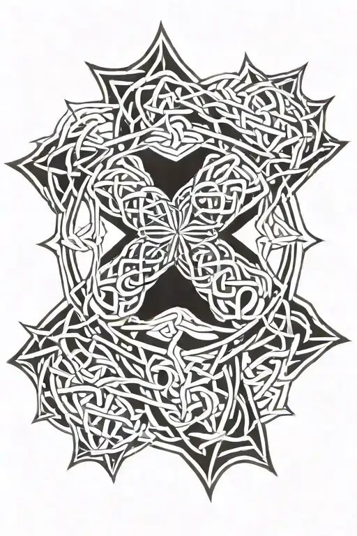 octagram like celtic pattern with elements intertwined tattoo design idea