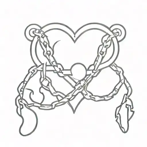 chain heart with broken parts tattoo design idea