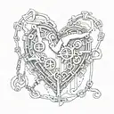 heart shaped chain with broken parts tattoo design idea
