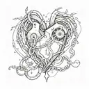 heart shaped chain with broken parts tattoo design idea