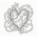 heart shaped chain with broken parts tattoo design idea