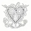heart shaped chain with broken parts tattoo design idea