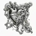 heart shaped chain with broken parts tattoo design idea