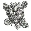 heart shaped chain with broken parts tattoo design idea