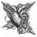 heart shaped chain with broken parts tattoo design idea