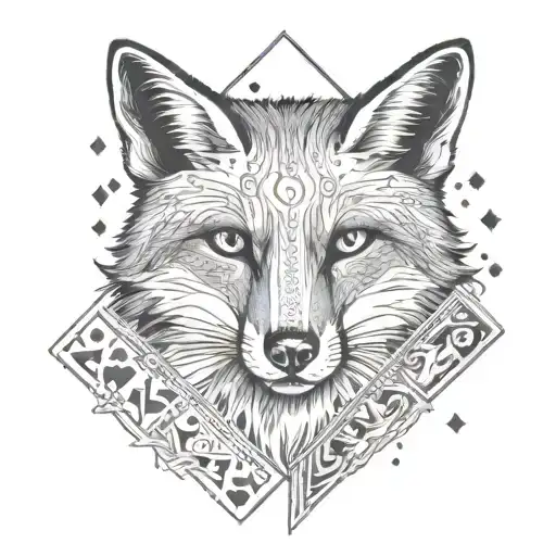 A fox with a deck of cards, representing deception and trickery tattoo design idea