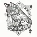 A fox with a deck of cards, representing deception and trickery tattoo design idea