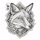 A fox with a deck of cards, representing deception and trickery tattoo design idea