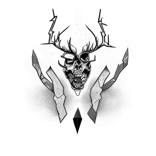 An edgy tattoo design incorporating elements of violence and fear in a bold and striking composition tattoo design idea