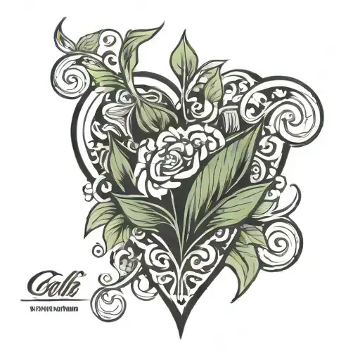 Cali heart shape tattoo design idea