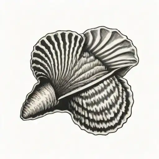 small simple single sea shell pattern tattoo design idea